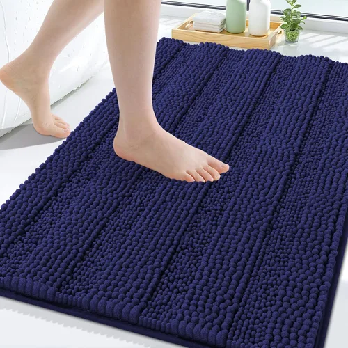 Vista 83 de Grandaily Alfombras de baño de felpilla a rayas de 24 x 16 pulgadas, extra gruesas y suaves, absorbentes, parte trasera de goma, alfombra de ducha