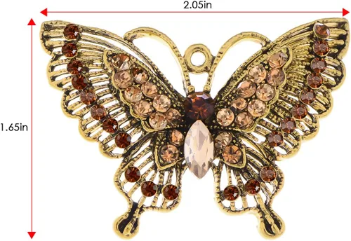 Vista 4 de Alilang Antique Inspire - Broche de mariposa con diamantes de imitación de cristal gris plateado