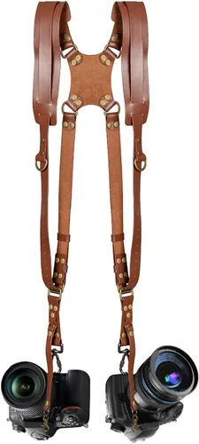 Vista 9 de Jumyee Double Camera Harness for 2 Cameras, Adjustable Dual Shoulder Leather Camera Strap for DSLR/SLR