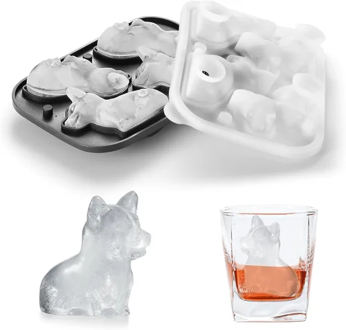 Vista 7 de Nax Caki Bulldog Gifts - Molde para cubitos de hielo 3D Bulldog con formas divertidas, molde de hielo grande de 2.4 pulgadas, bandejas de cubitos