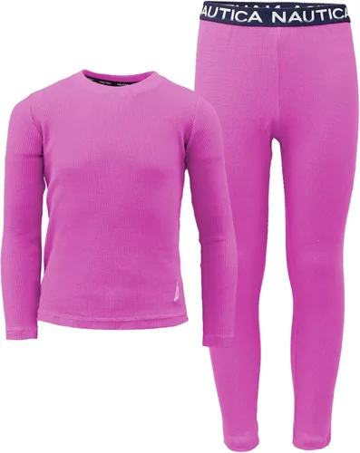 Vista 4 de Nautica Conjunto de ropa interior térmica de 2 piezas de camisa y pantalones para niña