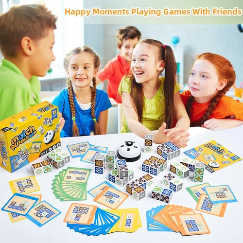 Vista 3 de varbertos Juego de rompecabezas de madera a juego, rompecabezas de bloques de patrón de bloques de construcción con campana para niños y adultos