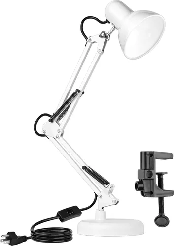 Vista 9 de AmeriTop Lámpara de escritorio de metal, negro, brazo ajustable, extensión de 18 pulgadas, listado UL