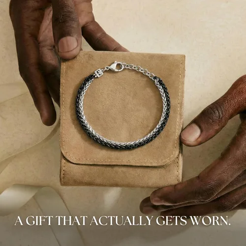 Vista 6 de Galis Pulsera Dvir para hombre, acero inoxidable para hombres, pulseras de cadena de cuerda que no se deslustra, regalo de cumpleaños elegante