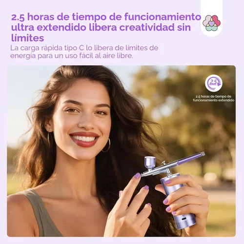Vista 9 de SAVILAND Aerógrafo para Uñas: Creatividad Ilimitada de Arte de Uñas Kit Pro de Aerógrafo de Doble Modo Recargable Boquilla de 0.3mm Set
