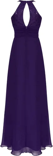 Vista 2 de CHICTRY Vestido largo de gasa para dama de honor con encaje floral para fiesta de noche