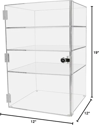 Vista 8 de Marketing Holders Armario vertical de acrílico con cerradura con llaves de 12 x 12 x 19 pulgadas, armario alto transparente de una pieza, sin