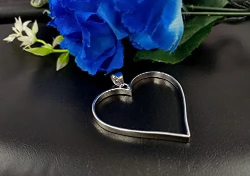 Vista 2 de Bisel abierto de plata de ley 925 genuina marco en forma de corazón en forma de corazón colgantes huecos ajuste encanto plata bricolaje