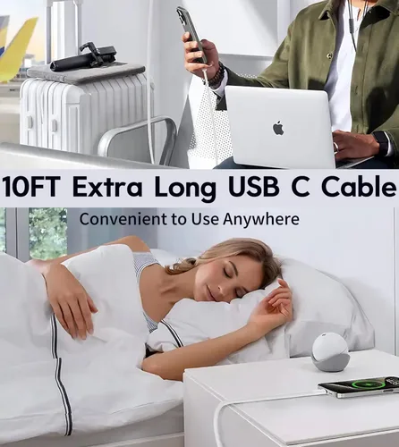 Vista 6 de Cargador rápido para iPhone 17 16 15 de 10 pies, cargador de 20 W para iPhone 17 de carga rápida USB C bloque cubo con cable USBC a USBC de 10 pies
