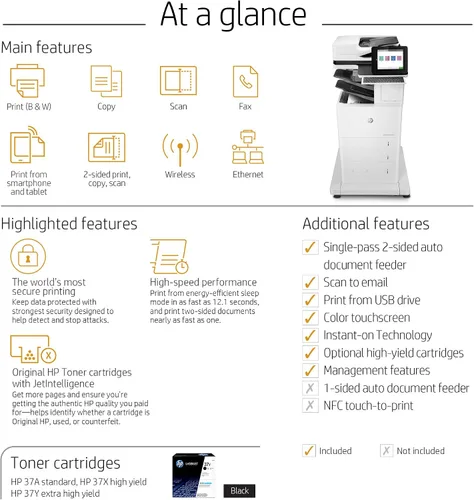 Vista 6 de HP Laserjet Enterprise Flow MFP M633z Impresora dúplex con garantía in situ de un año, el siguiente día laborable (J8J78A)