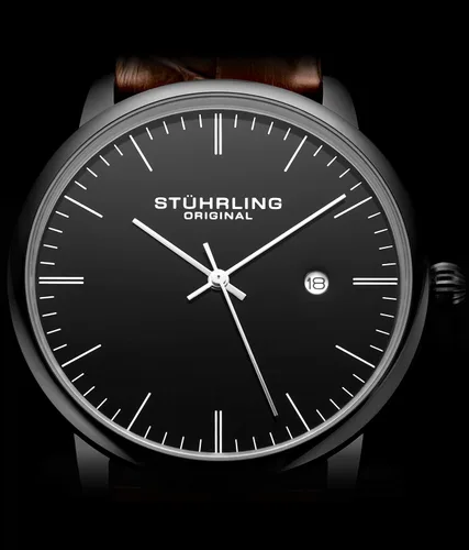 Vista 7 de Stuhrling Original Mens Watch Calfskin Leather Strap - Dress + Casual Design - Analog Watch Dial with Date, 3997Z Watches for Men Collection