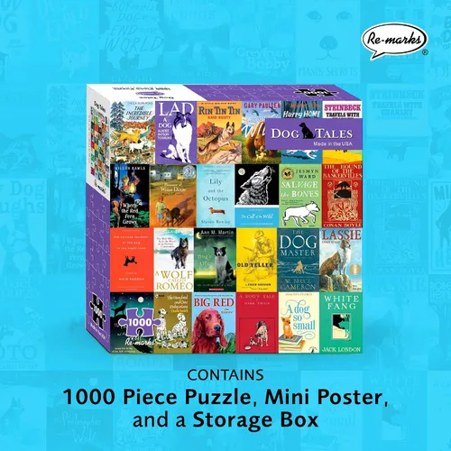 Vista 2 de Re-marks Rompecabezas literario de collage "Dog Tales", rompecabezas de 1000 piezas para todas las edades