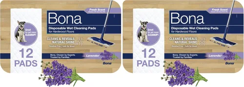 Vista 7 de Bona® Almohadillas desechables de limpieza húmeda para suelos de madera dura, aroma a lavanda, (paquete de 6)