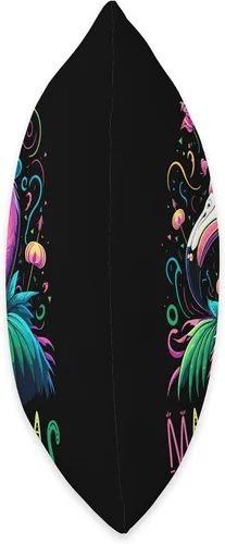Vista 2 de Pink Flamingo Mardi Gras Funny Carnival Party Almohada de 16 x 16 pulgadas, multicolor