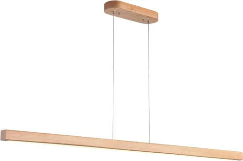 Vista 10 de Lámpara colgante lineal de madera de 39 pulgadas con LED regulable para isla de cocina con control remoto, lámpara colgante ajustable para comedor