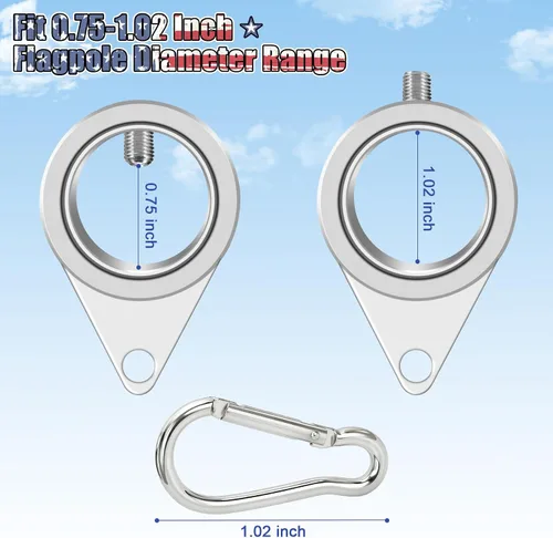 Vista 3 de Anillos giratorios de asta de bandera de 1 pulgada, clips giratorios de aleación de aluminio anti-envoltura de 360°, anillos giratorios de montaje