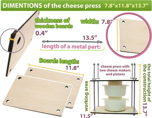 Vista 6 de PetriStor Prensa de queso de madera con molde de 2 queso, 1.3Qt