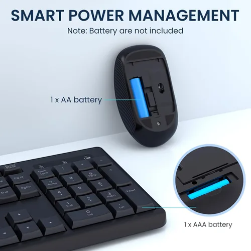 Vista 5 de COLIKES - Combo de teclado y mouse inalámbricos, mouse y teclado inalámbricos USB 2.4G, 3 niveles DPI delgado, ergonómico, receptivo Plug & Play