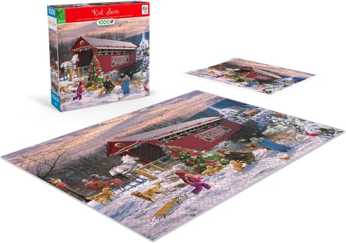 Vista 4 de Ceaco - Navidad clásica - Granero rojo - Rompecabezas de 1000 piezas