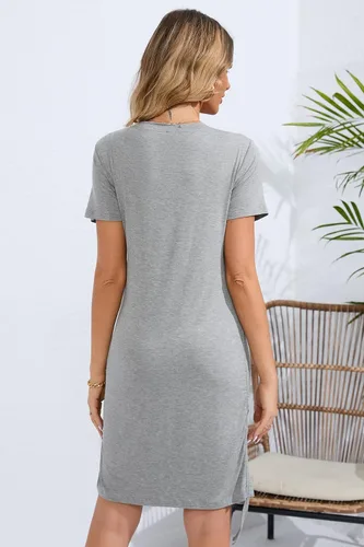 Vista 5 de Sosolism 4 in 1 Women's Maternity Nursing Dress for Breastfeeding Short Sleeve Side Drawstring Top