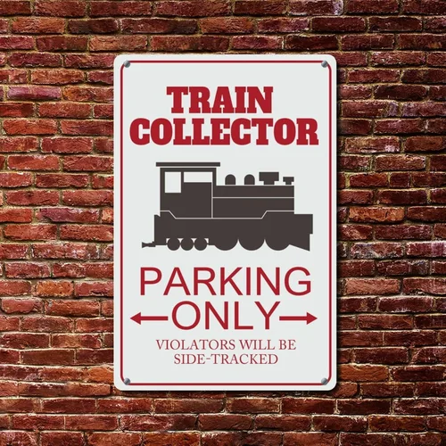 Vista 3 de Letrero de metal para coleccionista de trenes, arte de pared de metal solo para estacionamiento, decoración del hogar, tren, conductor, ferrocarril