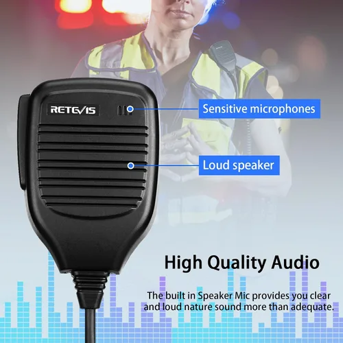 Vista 3 de Retevis Altavoz de micrófono de hombro de 2 pines, Walkie Talkie, compatible con Retevis H-777 RT22 RT68 RT21 H777S RT85 RT17 RT19 RT15 BAOFENG