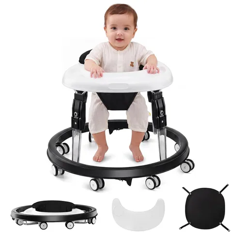 Vista 10 de Andador para bebés con ruedas, plegado de un solo toque, ajuste de altura Gris