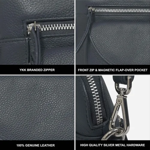 Vista 7 de ASSOTS Bolsos cruzados para mujer Monederos de cuero real con protección RFID, múltiples bolsillos y correa ajustable