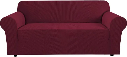 Vista 27 de H.VERSAILTEX Funda elástica para sofá, fundas suaves para muebles de 3 cojines, con tela jacquard gruesa a cuadros con parte inferior elástica, sofá