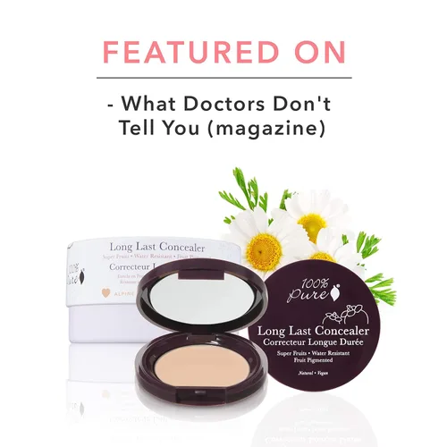 Vista 8 de 100% PURE Corrector compacto de larga duración pigmentado de frutas, rosa alpino, corrector de cobertura completa, disminuye las ojeras