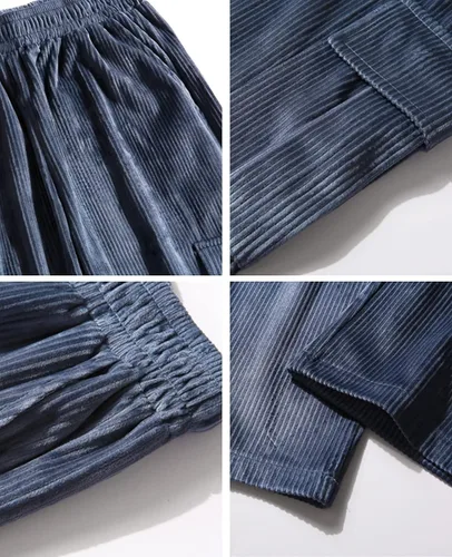 Vista 5 de Aelfric Eden Pantalones deportivos de pana vintage para hombre, pantalones largos y sólidos con cintura elástica, pantalones casuales de hip hop