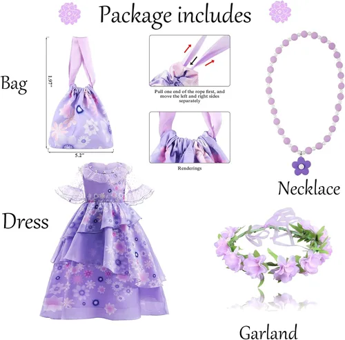 Vista 2 de Mirabel Isabella Cosplay Costume Dress For Girls Magic Family Costume Set for Halloween Costume Party Set