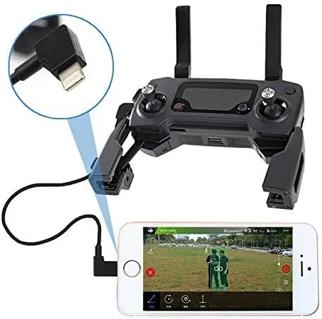 Vista 6 de AxPower OTG Micro USB a iPhone iOS Cable conector de 1 pie para DJI Spark Mavic Mini Mavic Pro Mavic 2 Pro Zoom Air Reverse Data Cable para iPhone 7