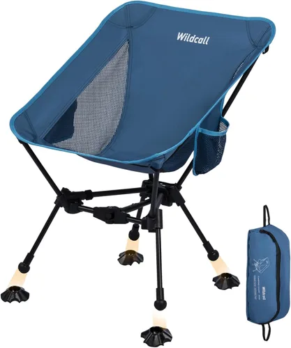 Vista 12 de WildCall Silla de camping plegable ligera, silla antihundimiento