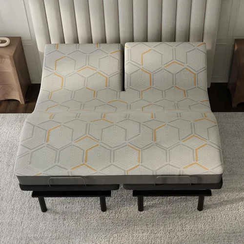Vista 2 de Blissful Nights - e4 - Juego de base de cama ajustable con cabezal dividido y colchón de espuma viscoelástica con infusión de gel de cobre de 12