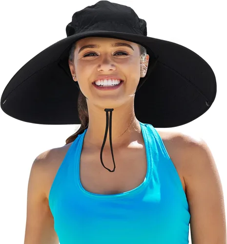 Vista 8 de Leotruny - Sombrero de sol de ala superancha para mujer UPF50+ impermeable para pesca, senderismo, camping