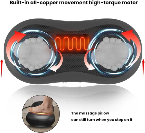 Vista 3 de Almohada de masaje ajustable para cuello y hombros con correa mágica, motor de cobre de alta potencia, control manual y masajeador de espalda