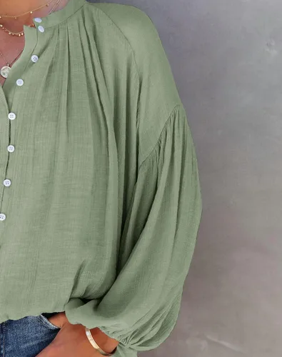 Vista 3 de Sunborui Womens Balloon Long Sleeve Button Up Tops Relaxed Fit Casual Shirts Lightweight Cute Blouses