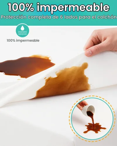 Vista 4 de Protector de colchón individual XL de 39 x 80 pulgadas de profundidad de 9 pulgadas de profundidad. Funda de colchón con somier, impermeable, suave