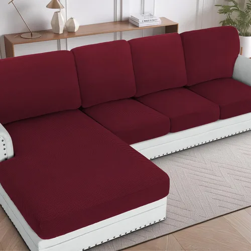 Vista 40 de H.Versailtex - Funda de sofá seccional de 1 pieza, funda deslizante para chaise con forma de L, funda de cojín separada para sofá seccional tanto