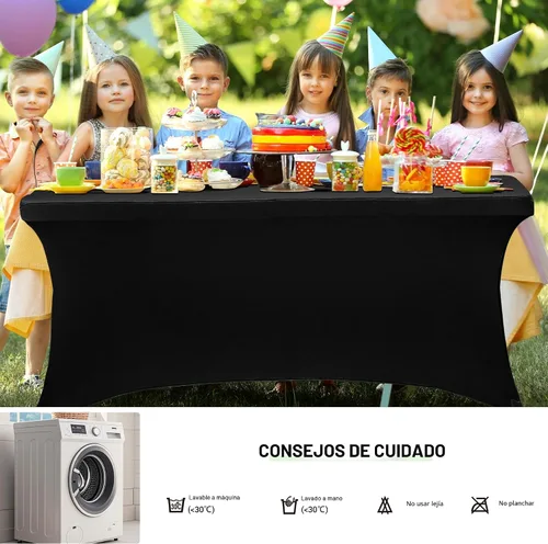 Vista 8 de Obstal Paquete de 6 Fundas de Mesa Elásticas de Spandex para Mesas de 6 Pies - Mantel Rectangular Universal Ajustado de 6 Pies Protector para Bodas
