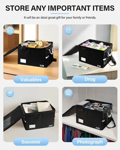 Vista 7 de Caja de documentos ignífuga, organizador de archivos para carpetas de archivos colgantes, cajas de archivos con cerradura, caja fuerte a prueba