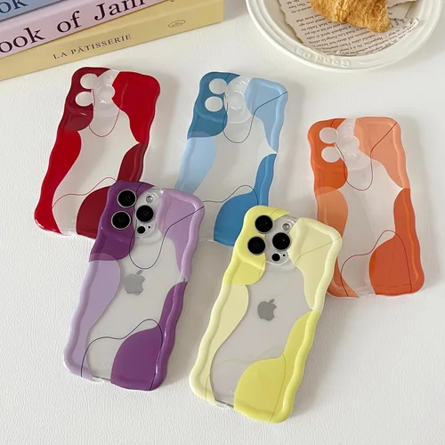 Vista 7 de DEFBSC Funda para iPhone 16 con bonito diseño ondulado, color negro