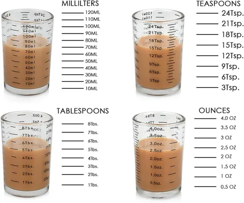 Vista 3 de DS. DISTINCTIVE STYLE Taza medidora de 2 piezas de vaso de chupito con 4 tipos de escala de medición para pequeñas cantidades líquidas