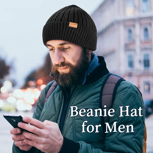 Vista 5 de Ocatoma Gorro de invierno para hombres y mujeres, gorro de punto con puños con forro cálido, sombrero de esquí suave, unisex, regalos para hombres