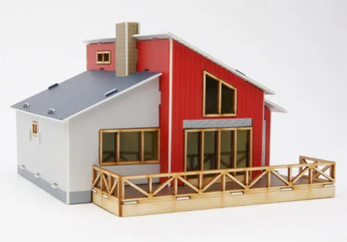 Vista 5 de Kit de modelo de madera de escritorio Casas en el ático / YGPM250 por Young Modeler