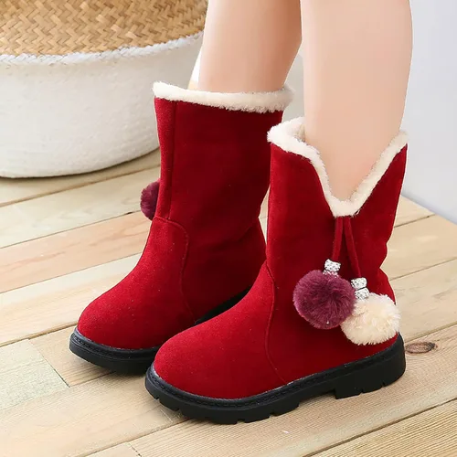 Vista 4 de Toddler Kids Snow Boots Booties Baby Girls Princess Shoes Non-Slip Girl's Fleece Lining Footwear Winter Warm Prewalker