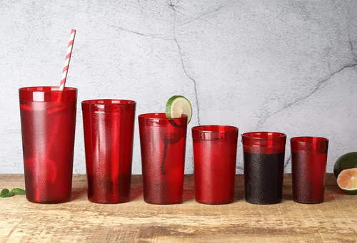 Vista 8 de New Star Foodservice Vasos para bebidas de grado restaurante (rojo (juego de 12), 16 onzas
