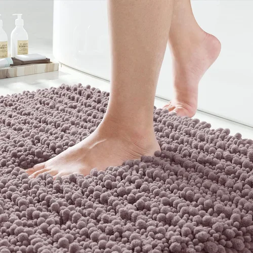 Vista 54 de Yimobra Alfombras de Baño Antideslizantes Lavables - Alfombra de Baño de Chenilla Ultra Suave Absorbente, Alfombra Peluda de Secado Rápido para Negro