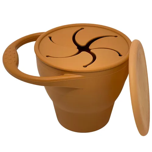Vista 6 de BraveJusticeKidsCo - Snack Attack Cup - Contenedor de bocadillos de silicona plegable, recipiente para snacks para bebés y niños pequeños